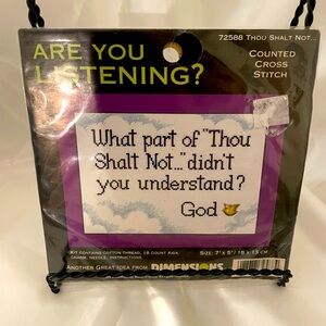 Dimensions “Thou Shalt Not”  Counted Cross Stitch 1999 7”x 5” Sealed USA